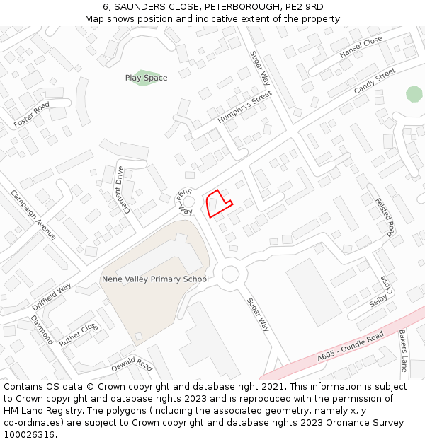 6, SAUNDERS CLOSE, PETERBOROUGH, PE2 9RD: Location map and indicative extent of plot