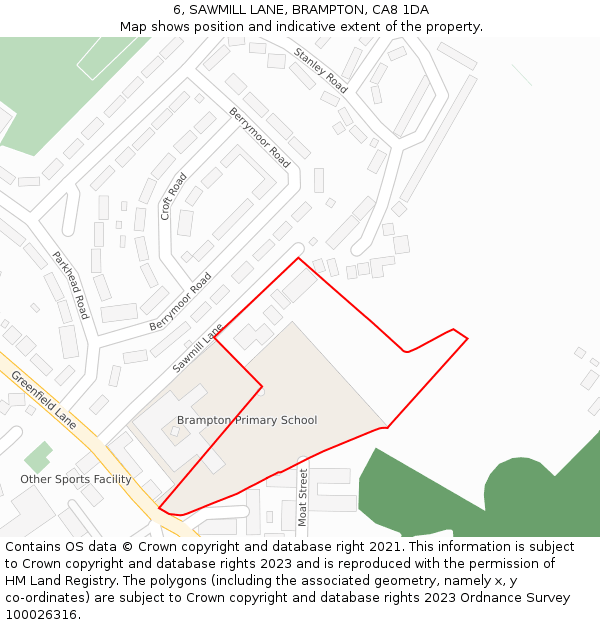 6, SAWMILL LANE, BRAMPTON, CA8 1DA: Location map and indicative extent of plot