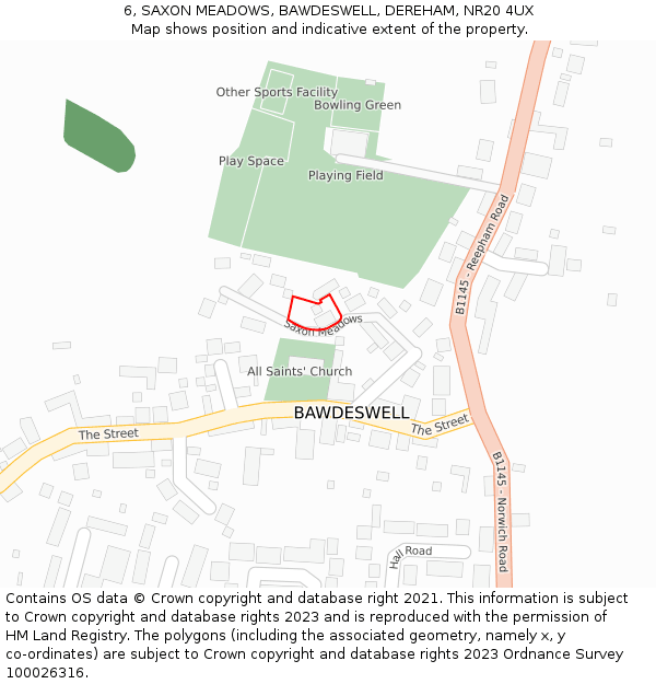 6, SAXON MEADOWS, BAWDESWELL, DEREHAM, NR20 4UX: Location map and indicative extent of plot
