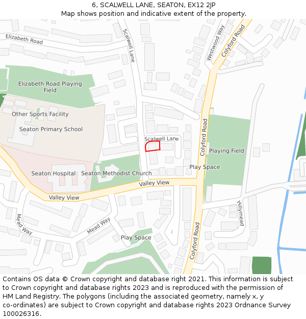 6, SCALWELL LANE, SEATON, EX12 2JP: Location map and indicative extent of plot