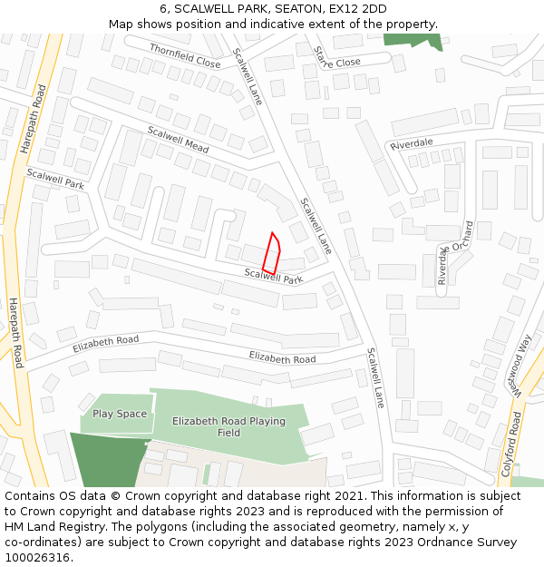 6, SCALWELL PARK, SEATON, EX12 2DD: Location map and indicative extent of plot