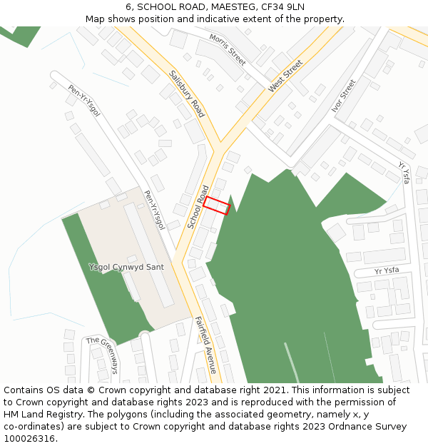 6, SCHOOL ROAD, MAESTEG, CF34 9LN: Location map and indicative extent of plot