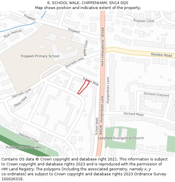 6, SCHOOL WALK, CHIPPENHAM, SN14 0QS: Location map and indicative extent of plot