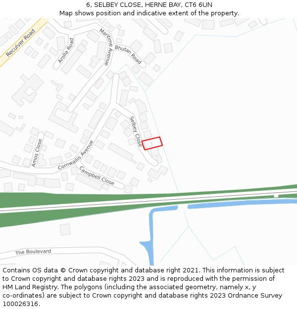 6, SELBEY CLOSE, HERNE BAY, CT6 6UN: Location map and indicative extent of plot