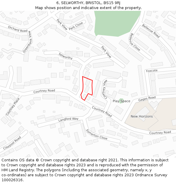 6, SELWORTHY, BRISTOL, BS15 9RJ: Location map and indicative extent of plot