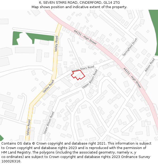 6, SEVEN STARS ROAD, CINDERFORD, GL14 2TG: Location map and indicative extent of plot