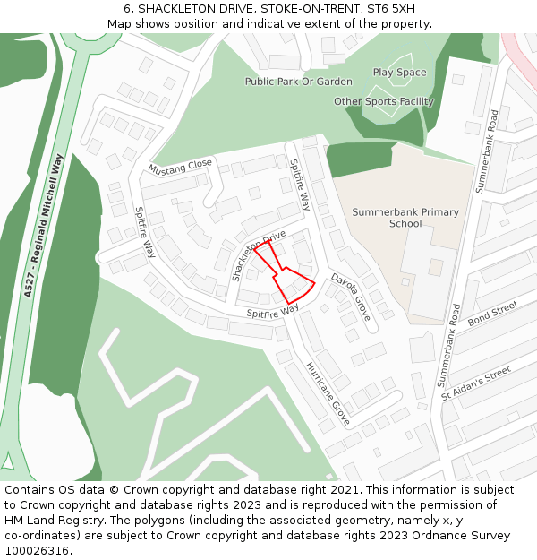 6, SHACKLETON DRIVE, STOKE-ON-TRENT, ST6 5XH: Location map and indicative extent of plot