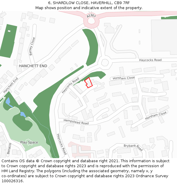 6, SHARDLOW CLOSE, HAVERHILL, CB9 7RF: Location map and indicative extent of plot