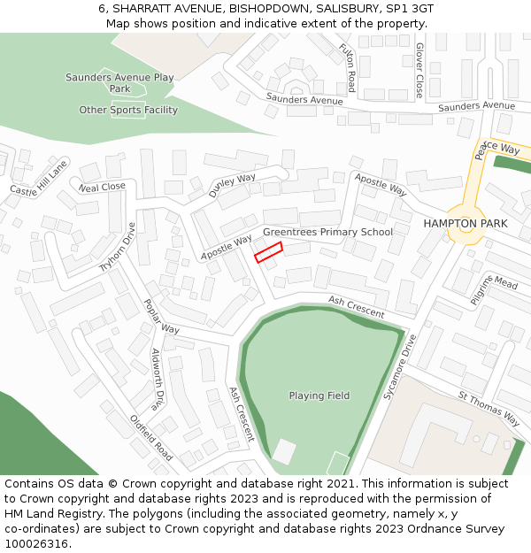 6, SHARRATT AVENUE, BISHOPDOWN, SALISBURY, SP1 3GT: Location map and indicative extent of plot