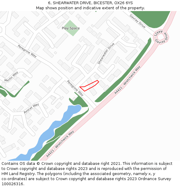 6, SHEARWATER DRIVE, BICESTER, OX26 6YS: Location map and indicative extent of plot