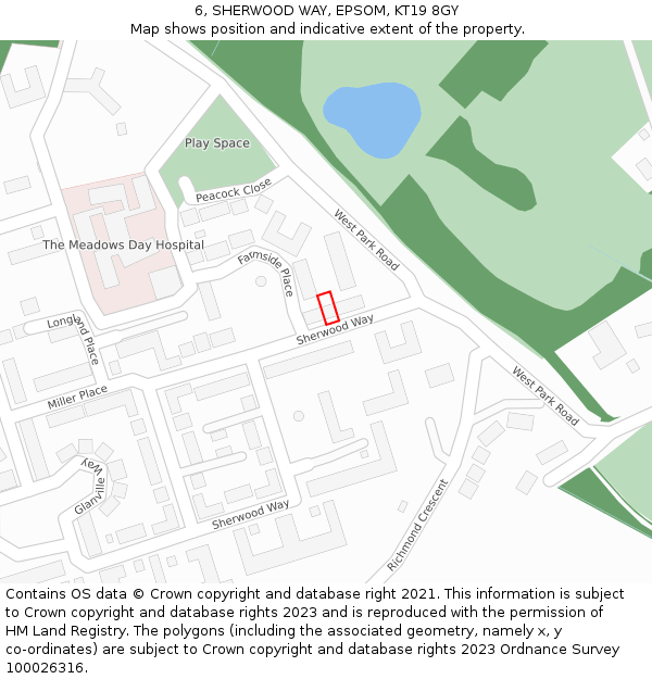 6, SHERWOOD WAY, EPSOM, KT19 8GY: Location map and indicative extent of plot