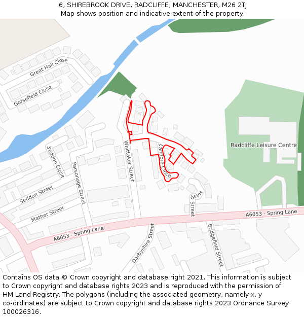 6, SHIREBROOK DRIVE, RADCLIFFE, MANCHESTER, M26 2TJ: Location map and indicative extent of plot