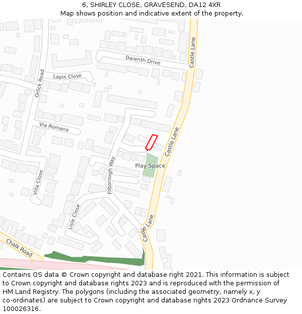 6, SHIRLEY CLOSE, GRAVESEND, DA12 4XR: Location map and indicative extent of plot
