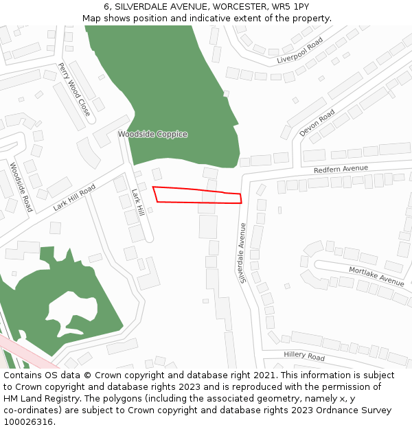 6, SILVERDALE AVENUE, WORCESTER, WR5 1PY: Location map and indicative extent of plot