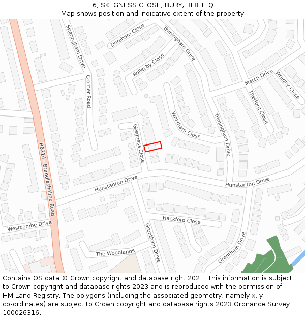 6, SKEGNESS CLOSE, BURY, BL8 1EQ: Location map and indicative extent of plot