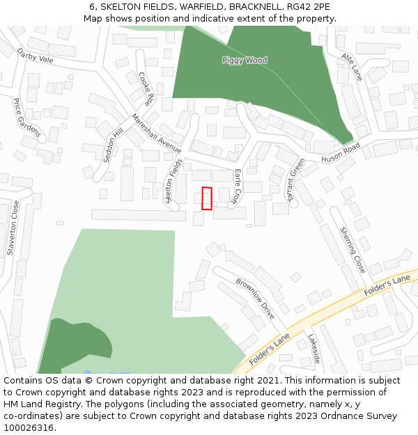 6, SKELTON FIELDS, WARFIELD, BRACKNELL, RG42 2PE: Location map and indicative extent of plot