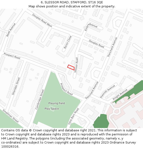6, SLESSOR ROAD, STAFFORD, ST16 3QE: Location map and indicative extent of plot
