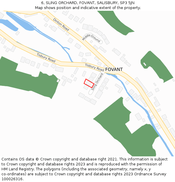 6, SLING ORCHARD, FOVANT, SALISBURY, SP3 5JN: Location map and indicative extent of plot