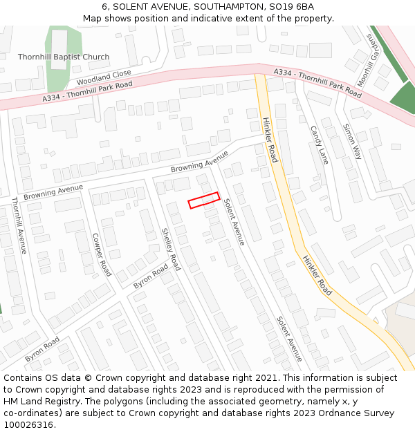 6, SOLENT AVENUE, SOUTHAMPTON, SO19 6BA: Location map and indicative extent of plot