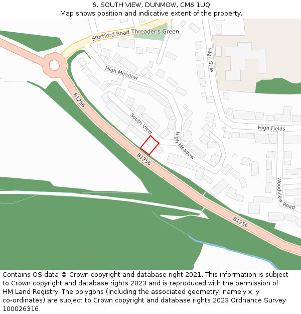 6, SOUTH VIEW, DUNMOW, CM6 1UQ: Location map and indicative extent of plot