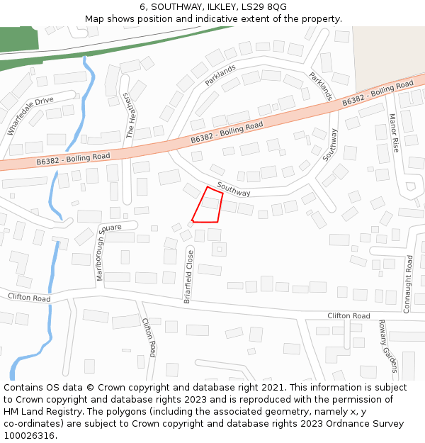 6, SOUTHWAY, ILKLEY, LS29 8QG: Location map and indicative extent of plot