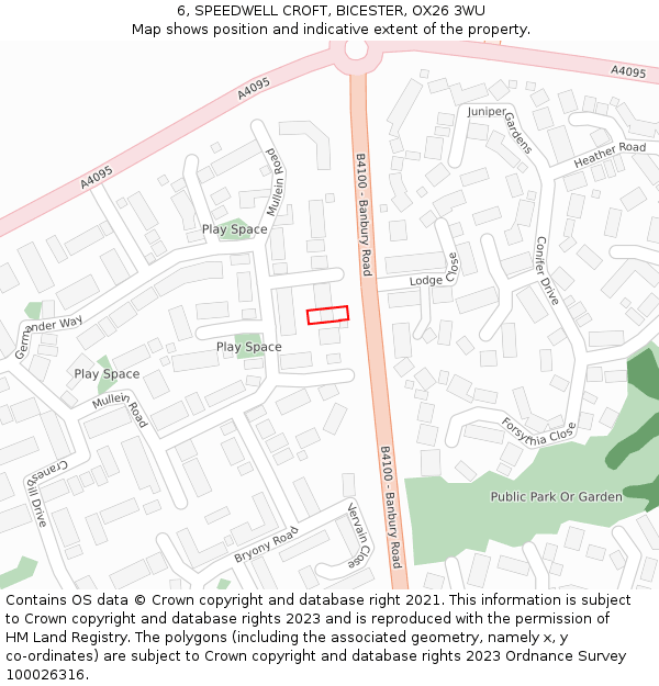 6, SPEEDWELL CROFT, BICESTER, OX26 3WU: Location map and indicative extent of plot