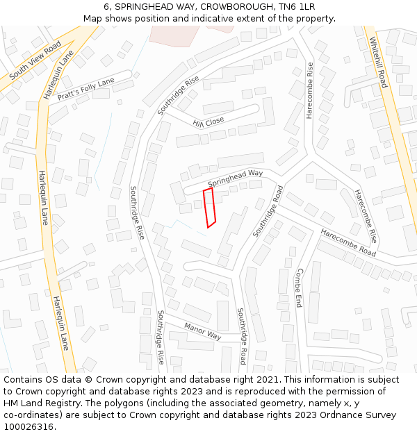 6, SPRINGHEAD WAY, CROWBOROUGH, TN6 1LR: Location map and indicative extent of plot
