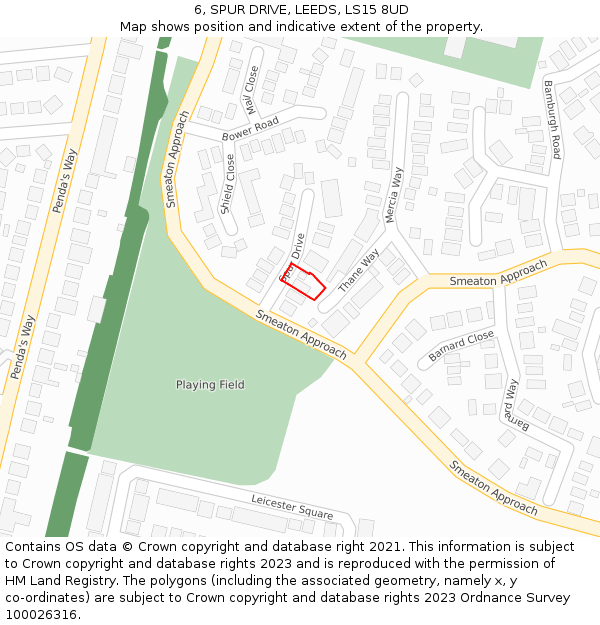 6, SPUR DRIVE, LEEDS, LS15 8UD: Location map and indicative extent of plot
