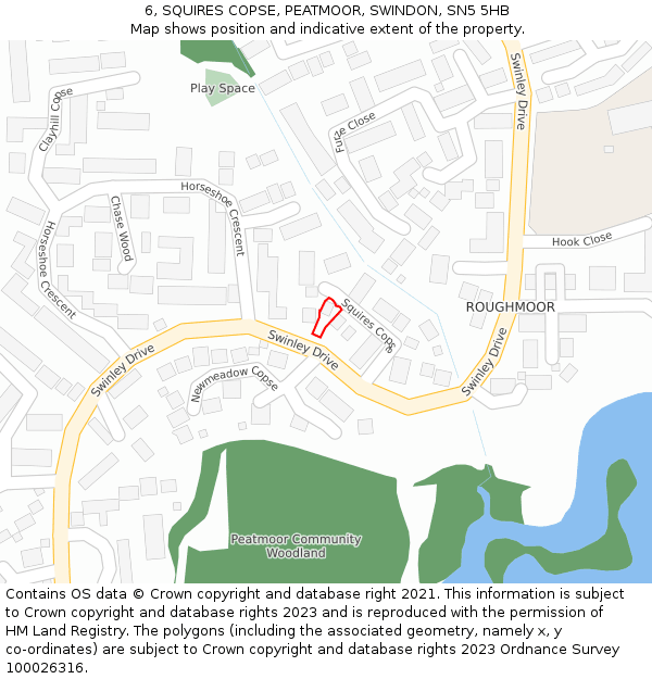 6, SQUIRES COPSE, PEATMOOR, SWINDON, SN5 5HB: Location map and indicative extent of plot