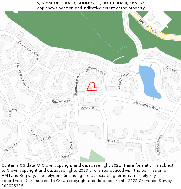 6, STAMFORD ROAD, SUNNYSIDE, ROTHERHAM, S66 3YY: Location map and indicative extent of plot