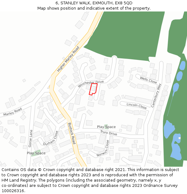 6, STANLEY WALK, EXMOUTH, EX8 5QD: Location map and indicative extent of plot