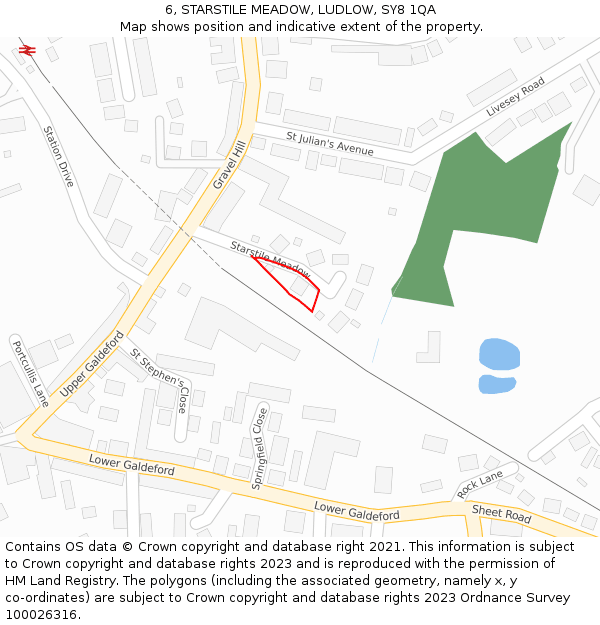 6, STARSTILE MEADOW, LUDLOW, SY8 1QA: Location map and indicative extent of plot