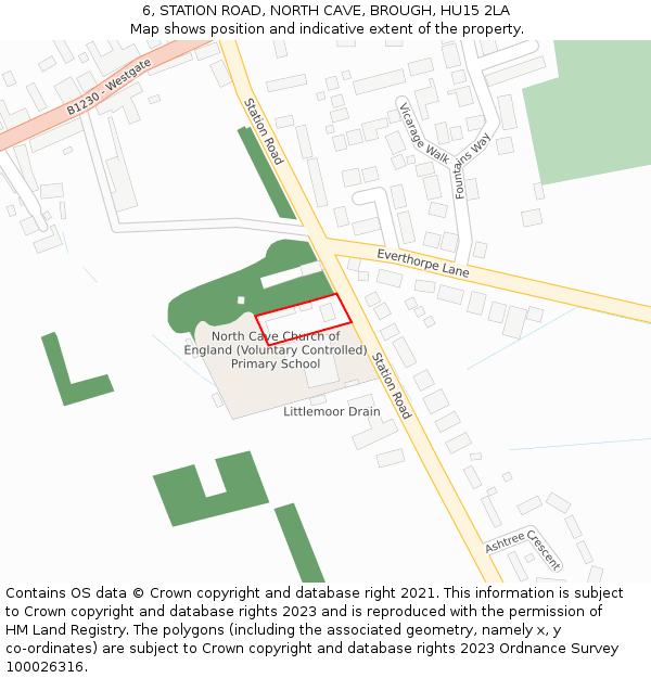 6, STATION ROAD, NORTH CAVE, BROUGH, HU15 2LA: Location map and indicative extent of plot