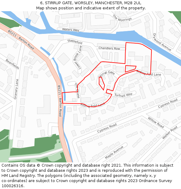 6, STIRRUP GATE, WORSLEY, MANCHESTER, M28 2UL: Location map and indicative extent of plot