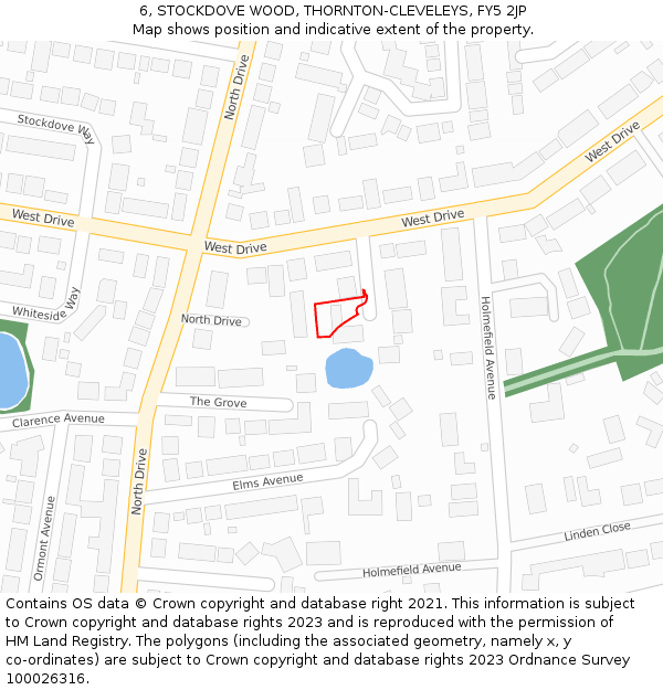 6, STOCKDOVE WOOD, THORNTON-CLEVELEYS, FY5 2JP: Location map and indicative extent of plot