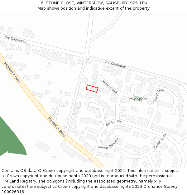 6, STONE CLOSE, WINTERSLOW, SALISBURY, SP5 1TN: Location map and indicative extent of plot