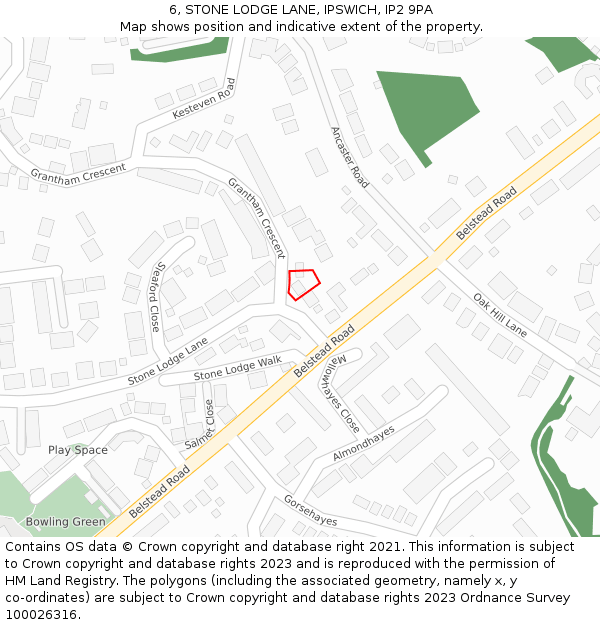 6, STONE LODGE LANE, IPSWICH, IP2 9PA: Location map and indicative extent of plot