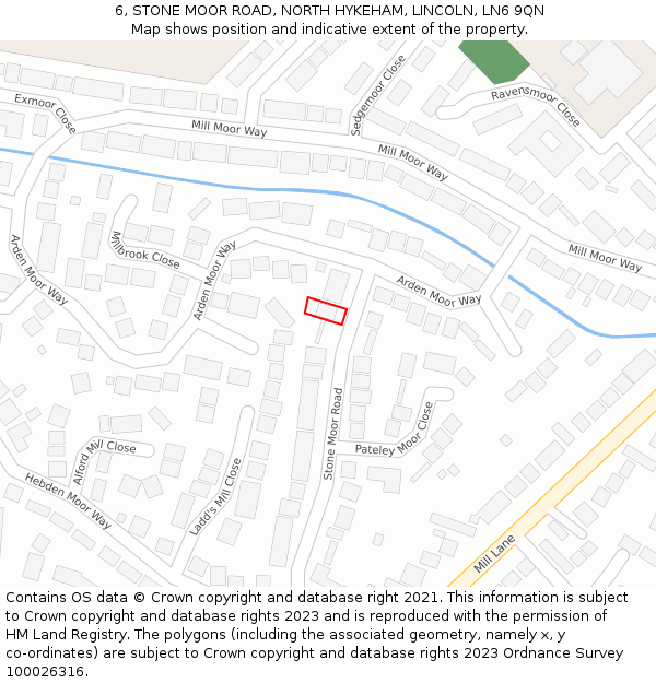 6, STONE MOOR ROAD, NORTH HYKEHAM, LINCOLN, LN6 9QN: Location map and indicative extent of plot