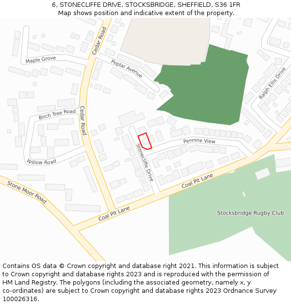 6, STONECLIFFE DRIVE, STOCKSBRIDGE, SHEFFIELD, S36 1FR: Location map and indicative extent of plot