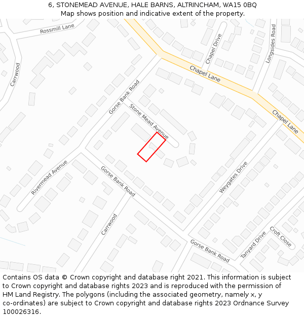 6, STONEMEAD AVENUE, HALE BARNS, ALTRINCHAM, WA15 0BQ: Location map and indicative extent of plot