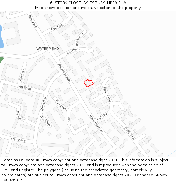 6, STORK CLOSE, AYLESBURY, HP19 0UA: Location map and indicative extent of plot