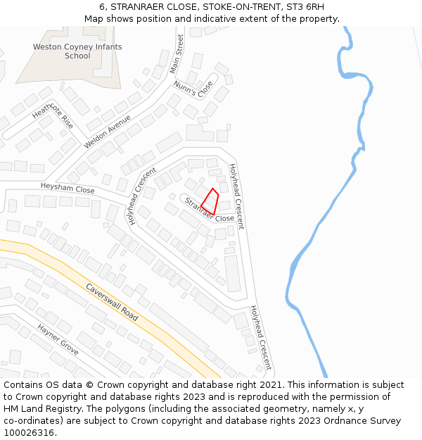 6, STRANRAER CLOSE, STOKE-ON-TRENT, ST3 6RH: Location map and indicative extent of plot
