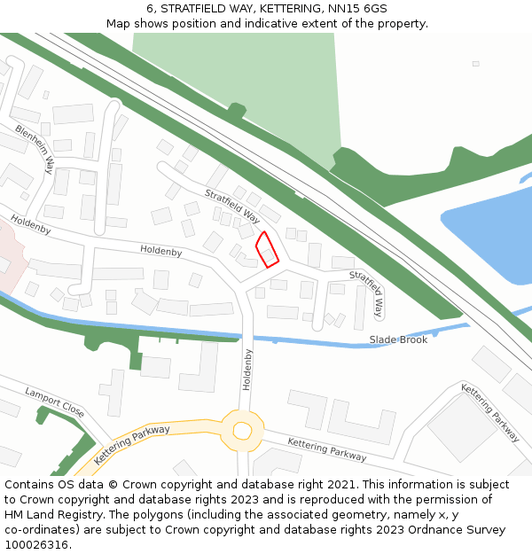 6, STRATFIELD WAY, KETTERING, NN15 6GS: Location map and indicative extent of plot