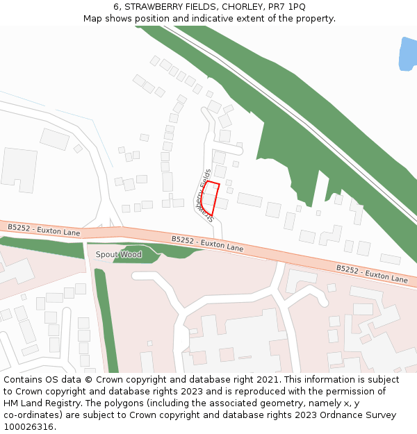 6, STRAWBERRY FIELDS, CHORLEY, PR7 1PQ: Location map and indicative extent of plot
