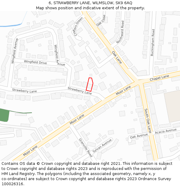 6, STRAWBERRY LANE, WILMSLOW, SK9 6AQ: Location map and indicative extent of plot