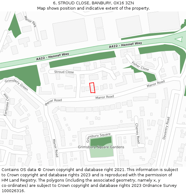 6, STROUD CLOSE, BANBURY, OX16 3ZN: Location map and indicative extent of plot