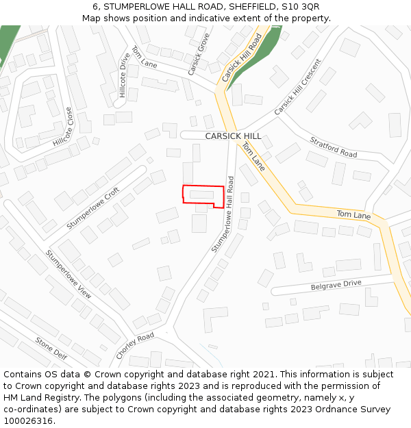 6, STUMPERLOWE HALL ROAD, SHEFFIELD, S10 3QR: Location map and indicative extent of plot