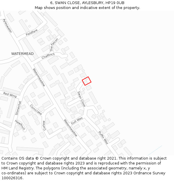 6, SWAN CLOSE, AYLESBURY, HP19 0UB: Location map and indicative extent of plot