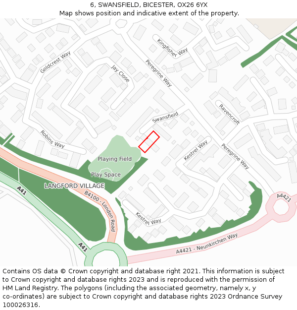 6, SWANSFIELD, BICESTER, OX26 6YX: Location map and indicative extent of plot