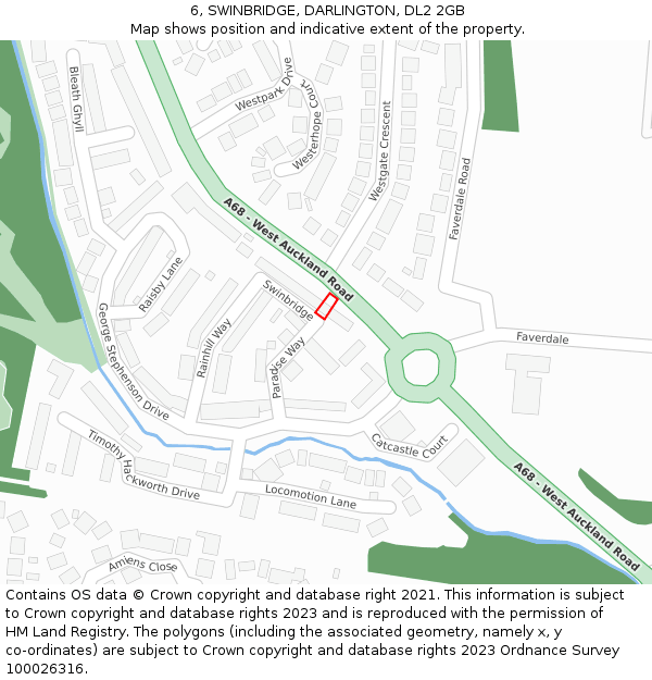 6, SWINBRIDGE, DARLINGTON, DL2 2GB: Location map and indicative extent of plot